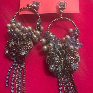 Betsey Johnson Blue Chandelier Butterfly Earrings - 7